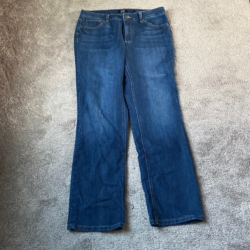 Jones New York Lexington Straight Leg Jeans Medium Wash Classic Mid Rise SIZE 12
